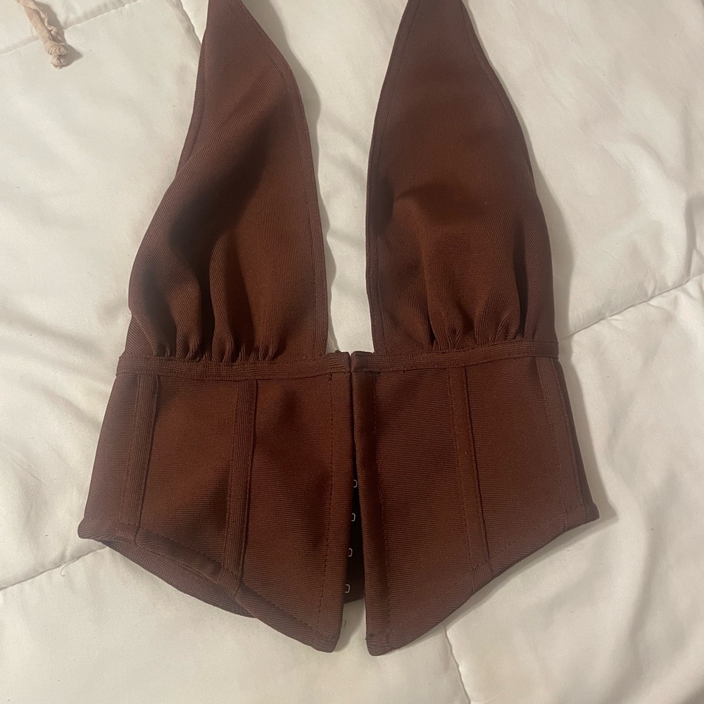Windsor Brown Halter Crop Top